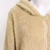 2025 European American Women's Long Sleeve Hooded Cardigan Jacket New Loose Plush Design with Rabbit Fur Breathable Plain Dyed