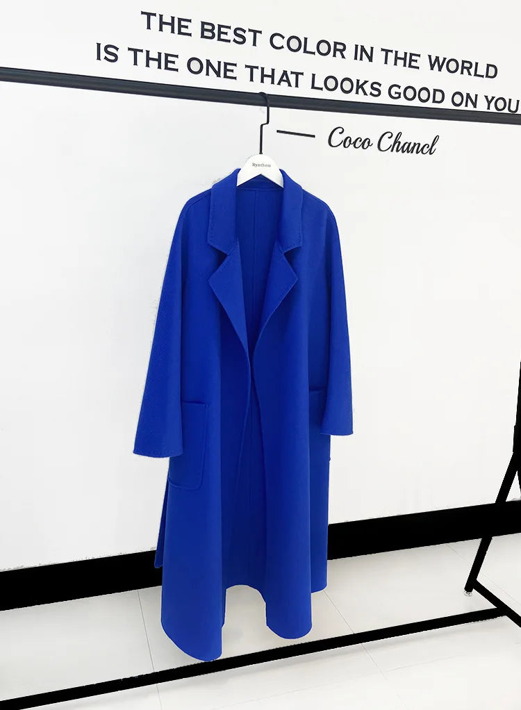 Doppelseitige Wolle Mantel Frauen Lange Bademantel Stil