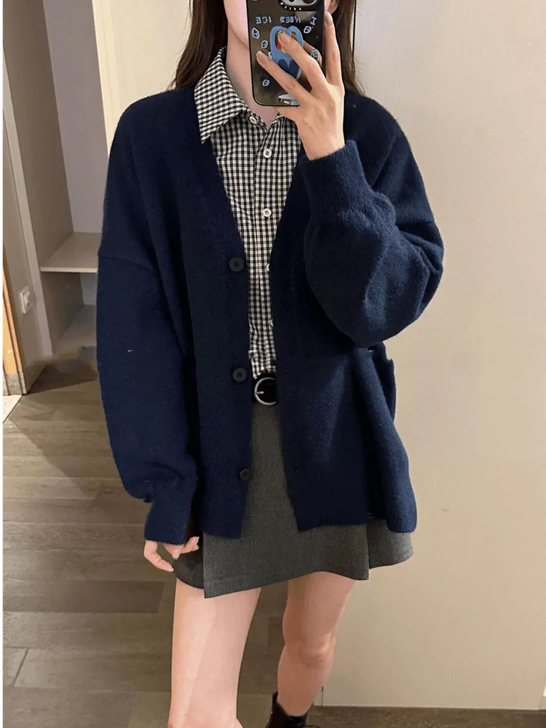 Lazy Style V-Neck Solid Color Knit Cardigan Women Loose Casual Soft and Versatile Sweater Jacket