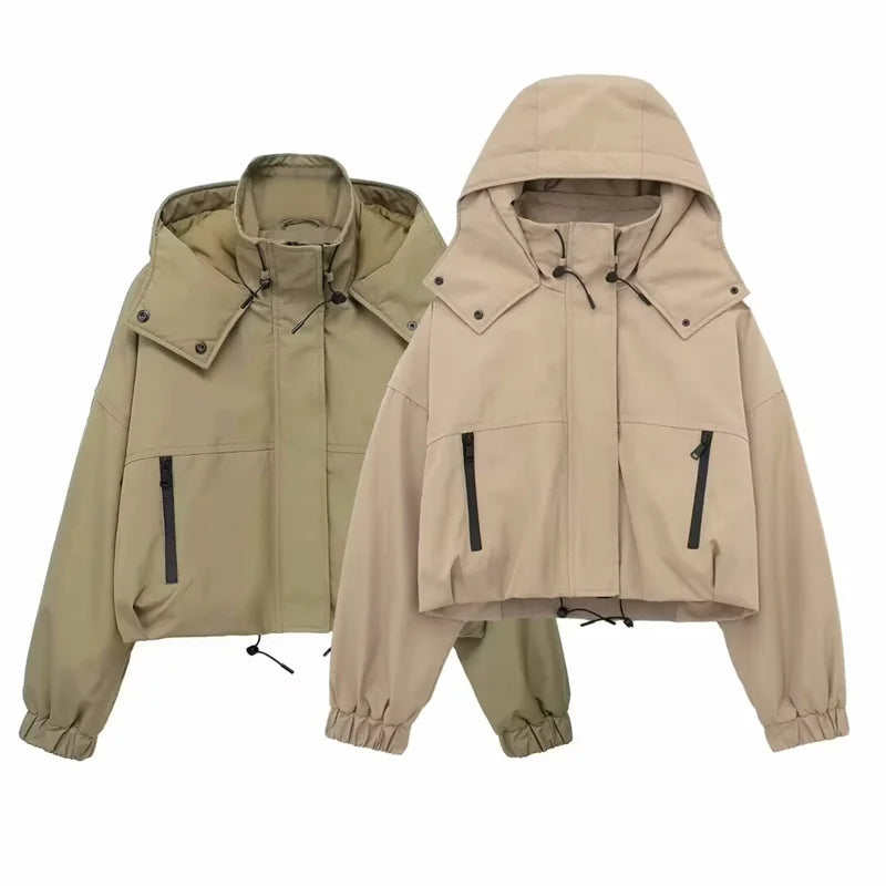 Temperament Casual Hooded Short Jacket Parka