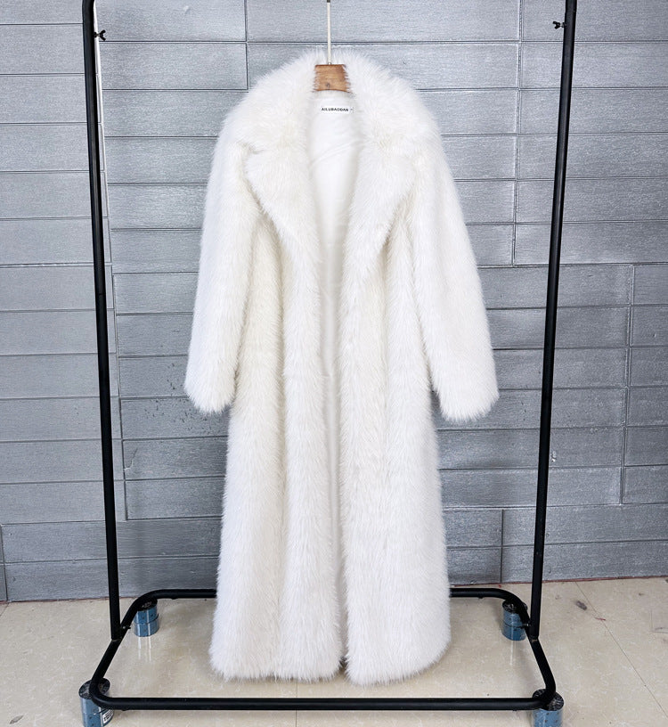 Damen Winter Faux Rabbit Fur Mantel – Weich, Warm & Elegante Lange Jacke