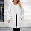 2025 European American Women's Long Sleeve Hooded Cardigan Jacket New Loose Plush Design with Rabbit Fur Breathable Plain Dyed