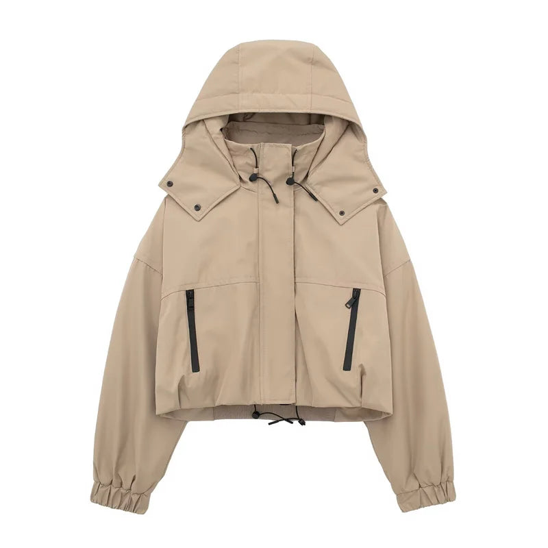 Temperament Casual Hooded Short Jacket Parka