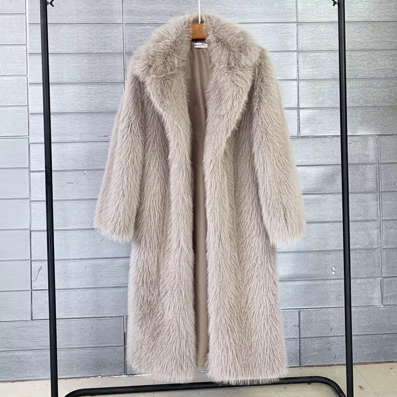 Damen Winter Faux Rabbit Fur Mantel – Weich, Warm & Elegante Lange Jacke