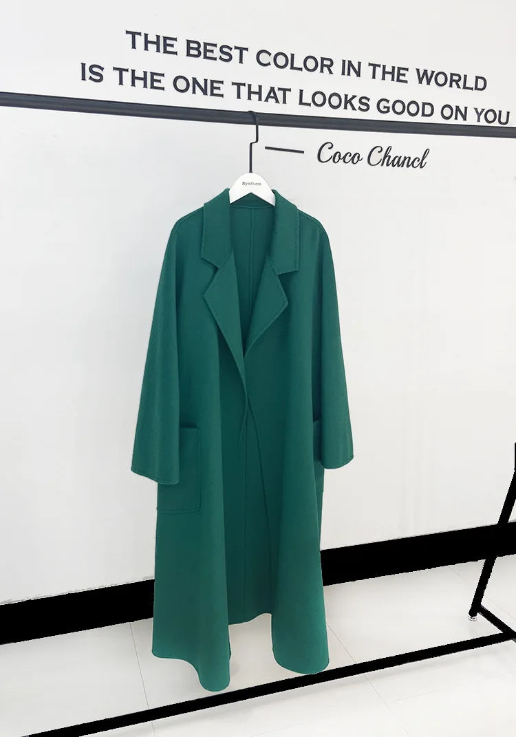 Doppelseitige Wolle Mantel Frauen Lange Bademantel Stil