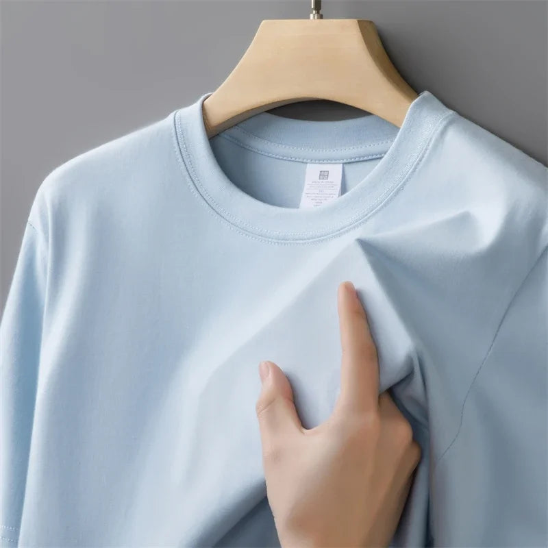 Herren Übergroßes dickes Rundhals-T-Baumwolle Shirt