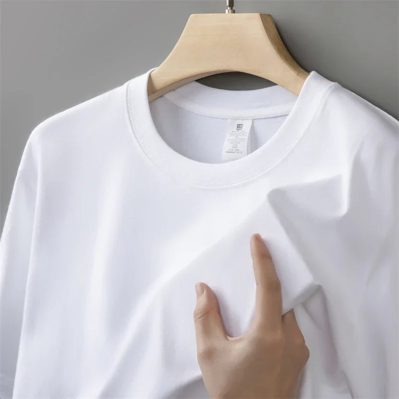 Herren Übergroßes dickes Rundhals-T-Baumwolle Shirt