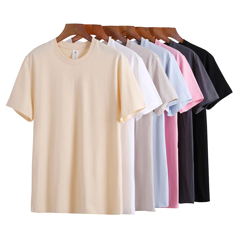 Herren Übergroßes dickes Rundhals-T-Baumwolle Shirt