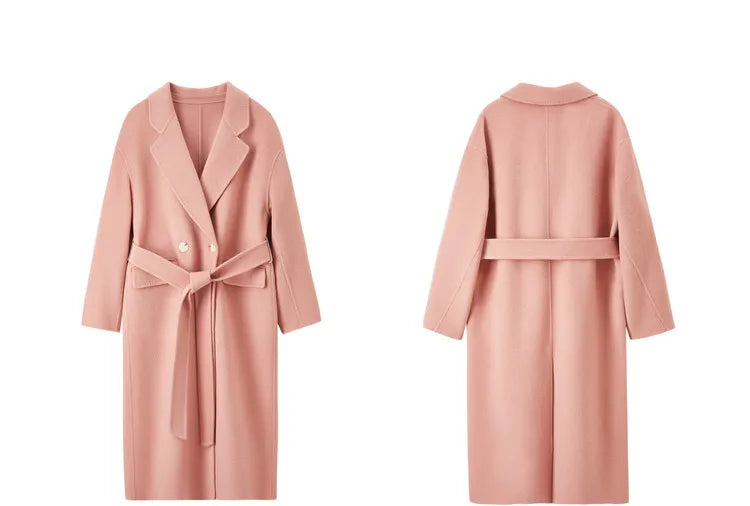 SENTUBILA Langer Mantel aus 100 % Wolle für Damen, 2025, Winter,