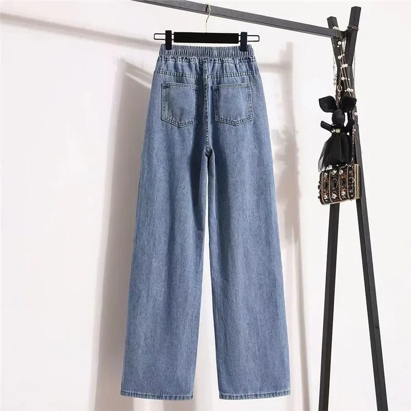 Damen Gerade Jeans – Loose Fit, Mid Waist, Voll-Länge