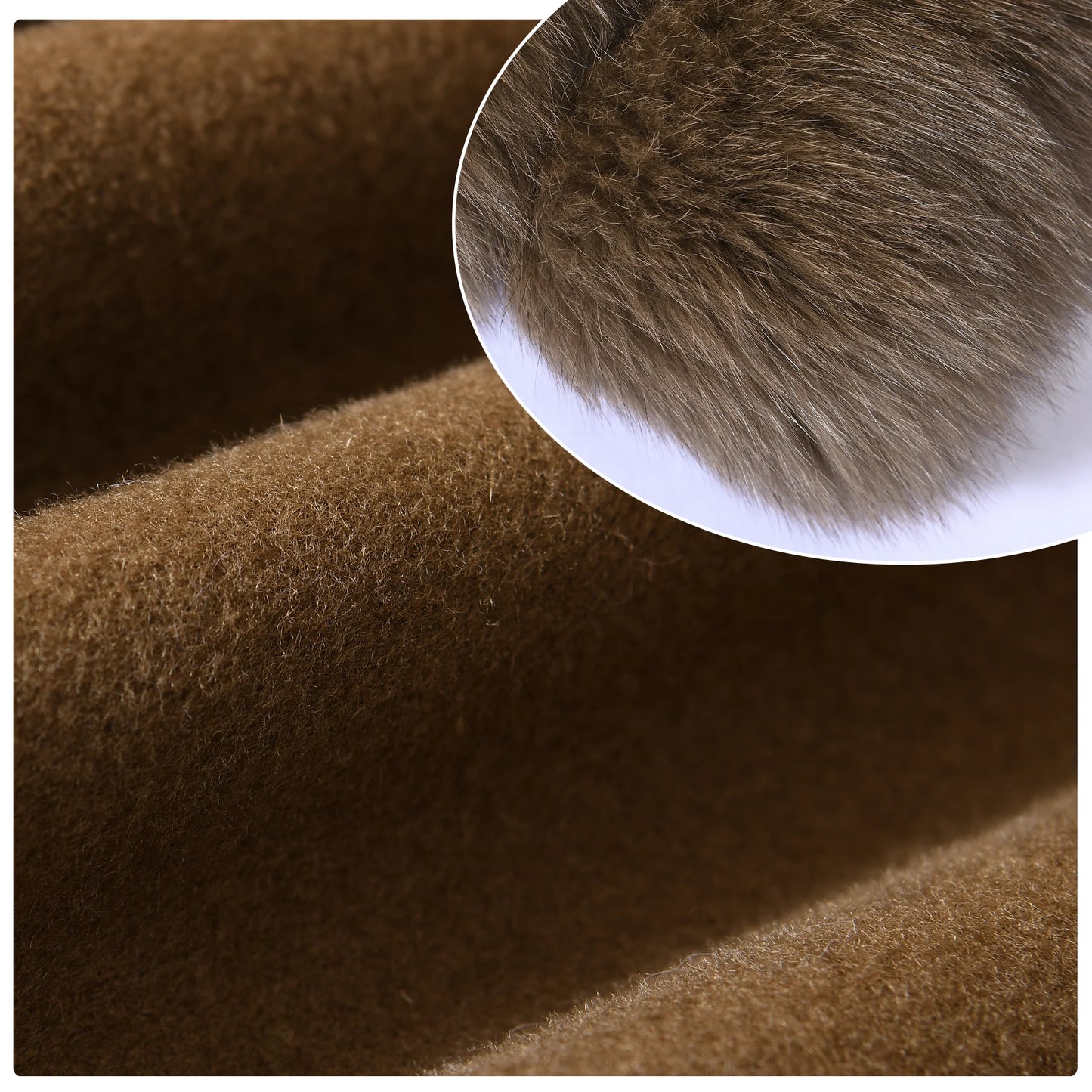 Jaxmonoy Damen-Wollmantel mit echtem Fell