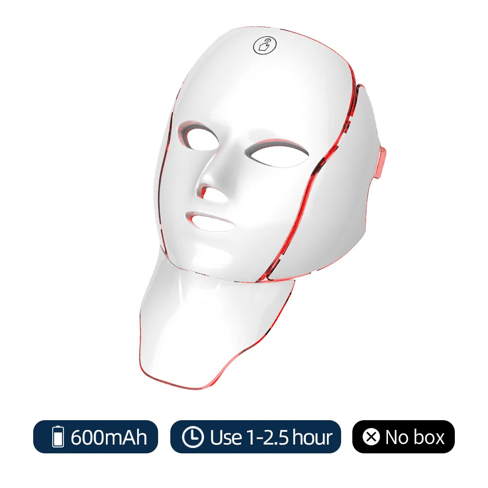 7-Farben-LED-Gesichtsmaske mit Hals-LED-Licht,