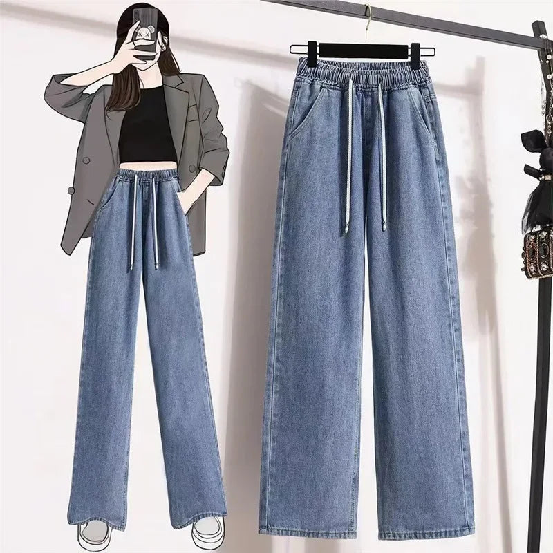 Damen Gerade Jeans – Loose Fit, Mid Waist, Voll-Länge