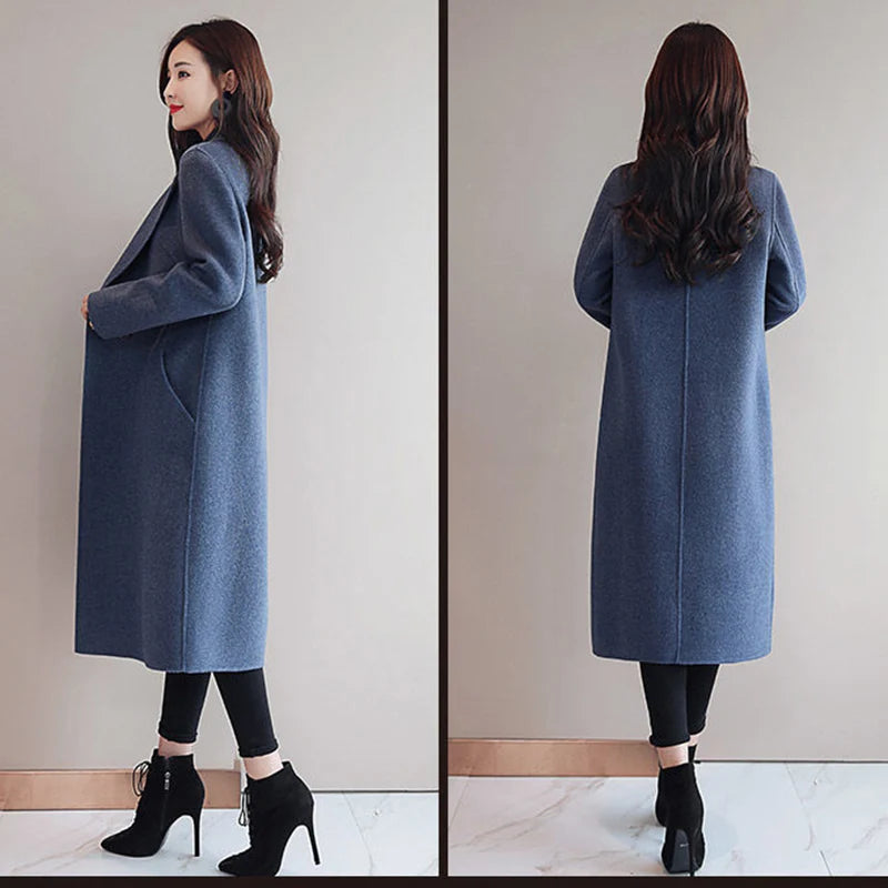 Herbst Winter Frauen-Lange Mantel Jacken Weibliche