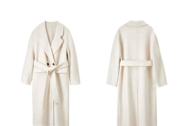 SENTUBILA Langer Mantel aus 100 % Wolle für Damen, 2025, Winter,