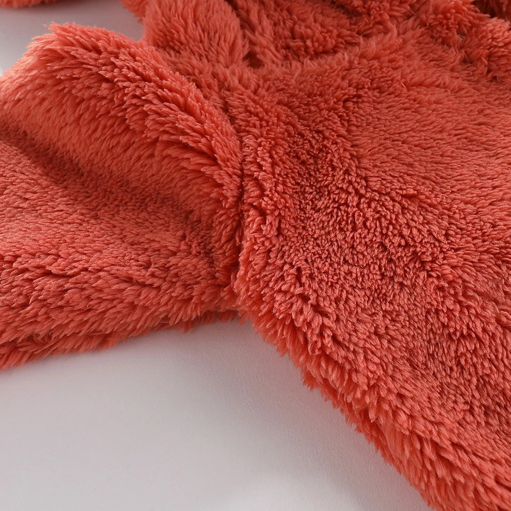 Strampler für Babys, Mädchen und Jungen, 0–12 Monate, einfarbig, mit Kapuze, Bärenohren, flauschiges Fleece, warm, Winter, langärmelig, Knöcheltaschen-Overall