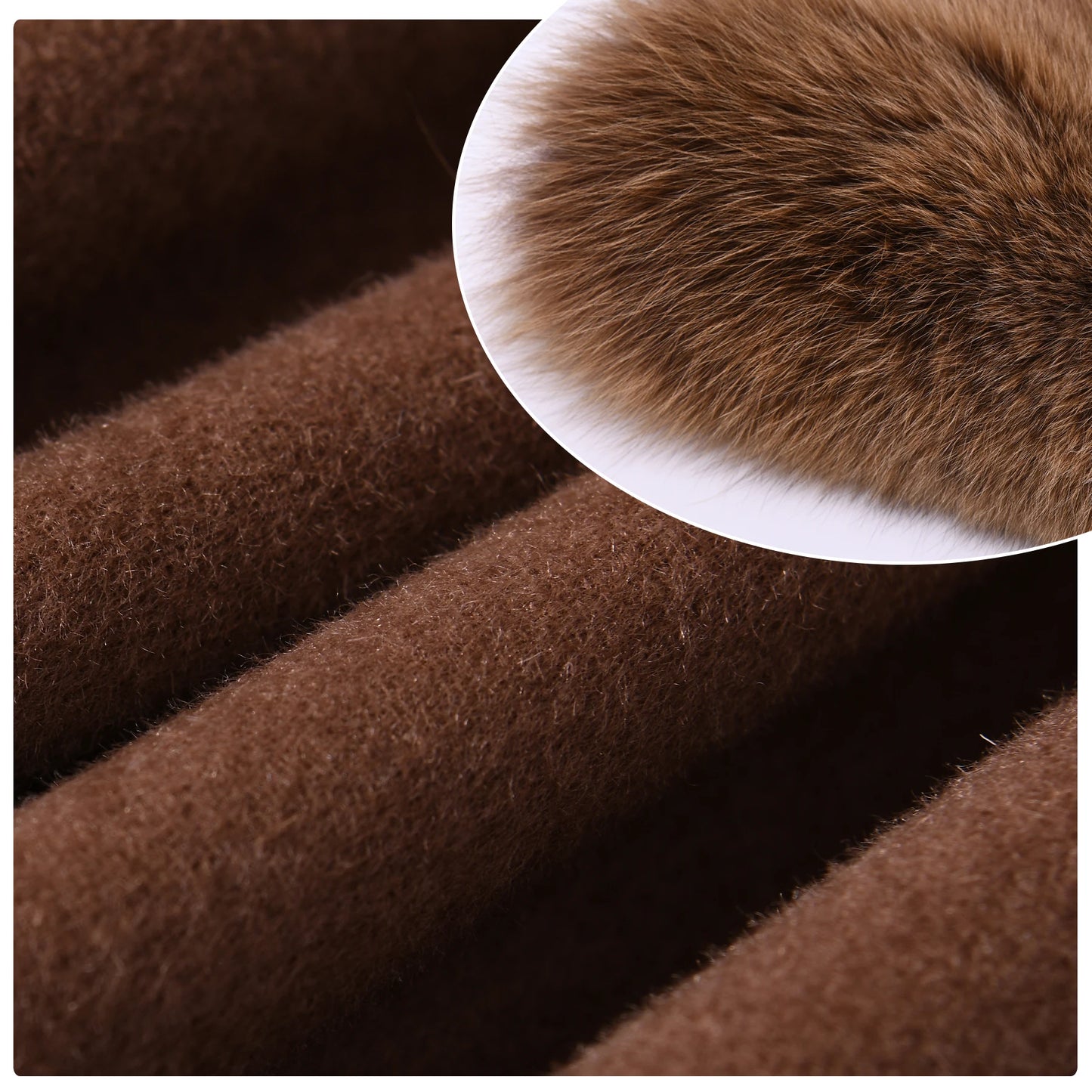 Jaxmonoy Damen-Wollmantel mit echtem Fell