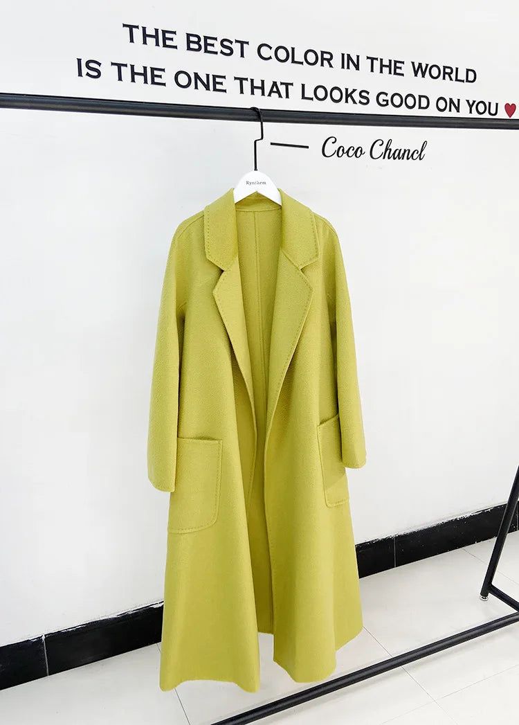 Doppelseitige Wolle Mantel Frauen Lange Bademantel Stil