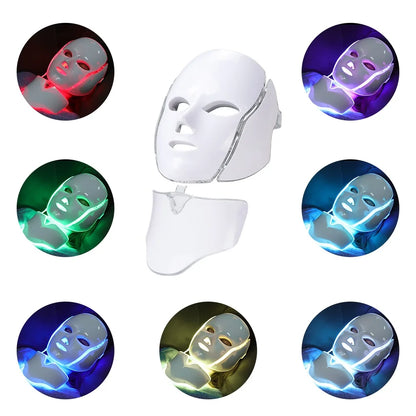 7-Farben-LED-Gesichtsmaske mit Hals-LED-Licht,