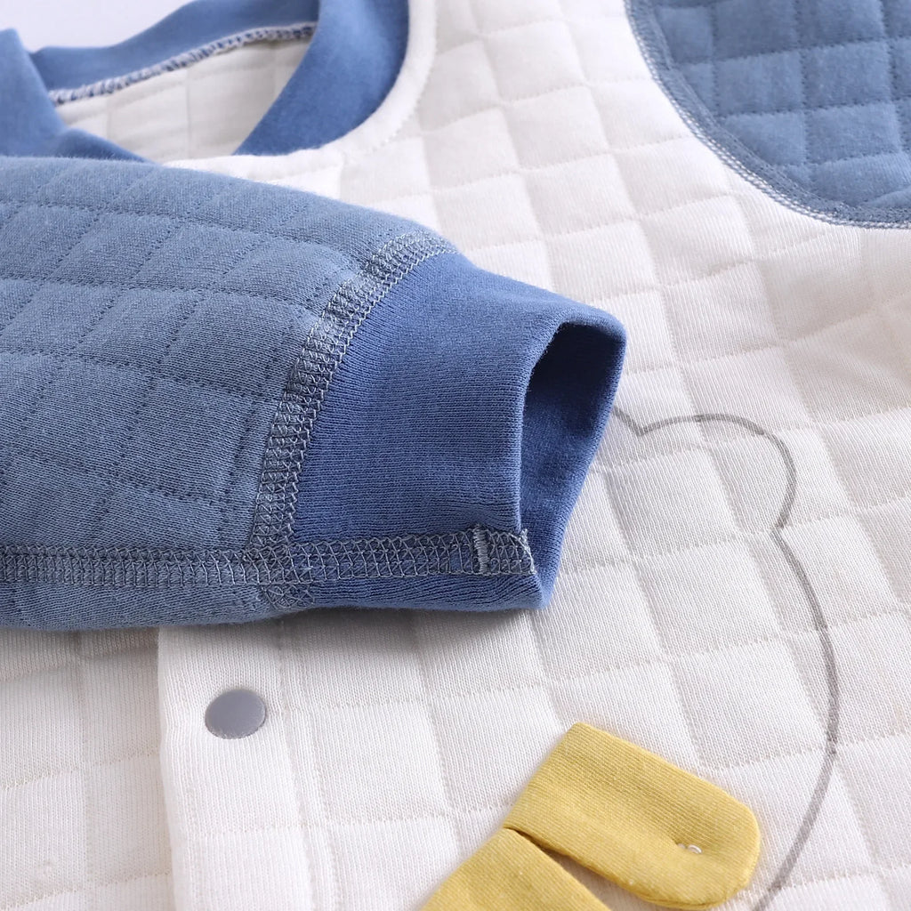 Baby-Body, Herbst-Winter-Baumwolle, dreilagig, warm, Knochenfrei, Handwerk, Baby, verdickter Creeper-Strampler