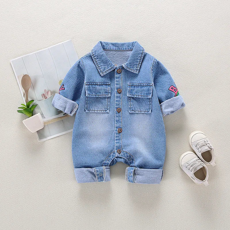 Baby kleidung Neugeborenen Overall Denim Stram
