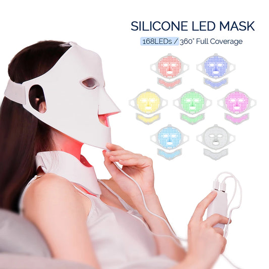 Silikon-LED-Maske für Gesicht und Hals,