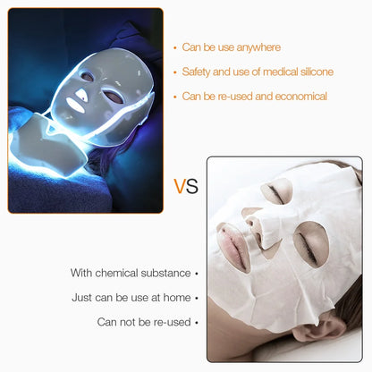 7-Farben-LED-Gesichtsmaske mit Hals-LED-Licht,