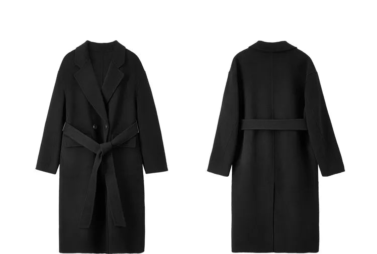 SENTUBILA Langer Mantel aus 100 % Wolle für Damen, 2025, Winter,