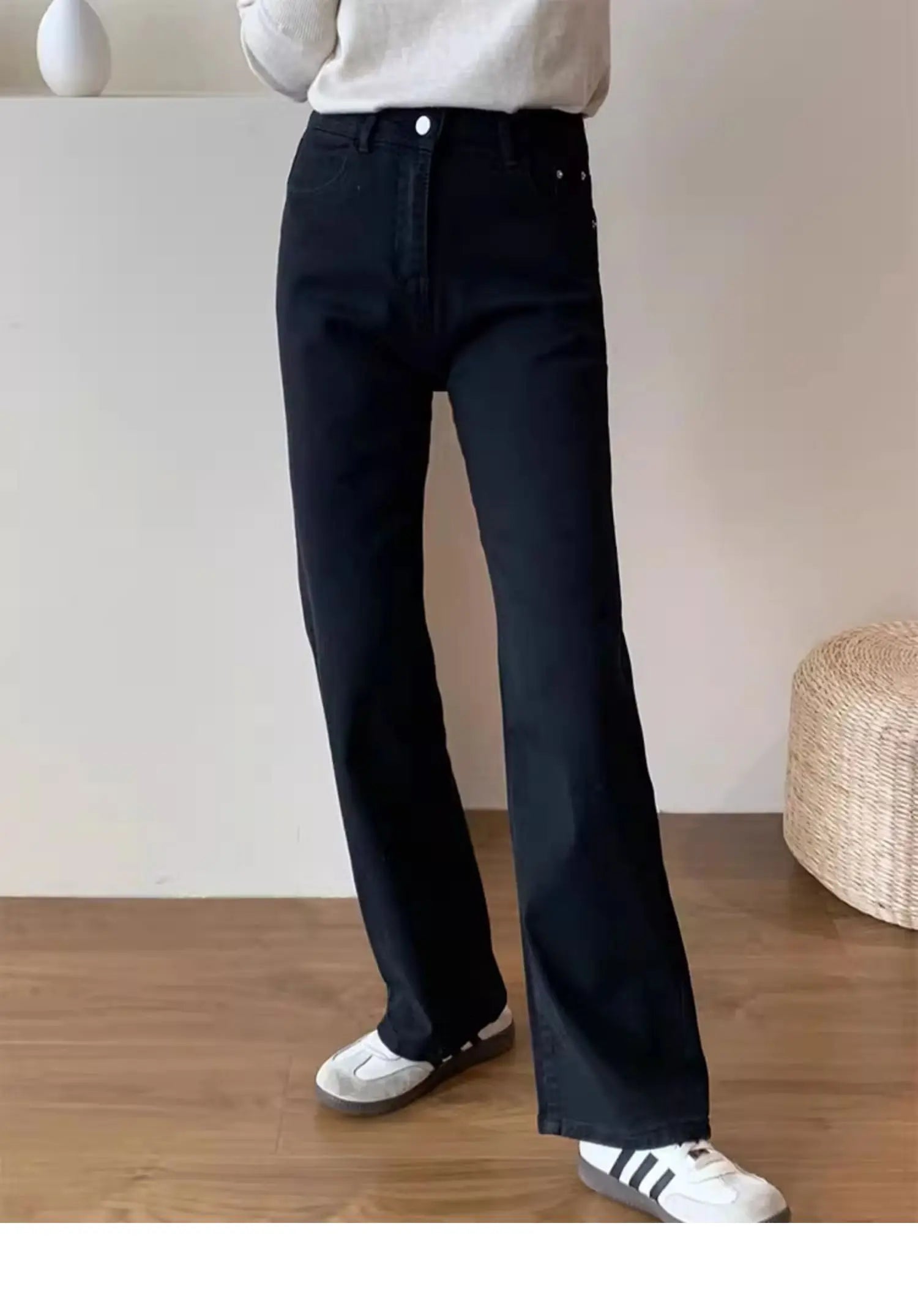 Stretch Jeans Damen Taille Birnenform Baggy Straight Leg Jeans Damen Herbst Neue