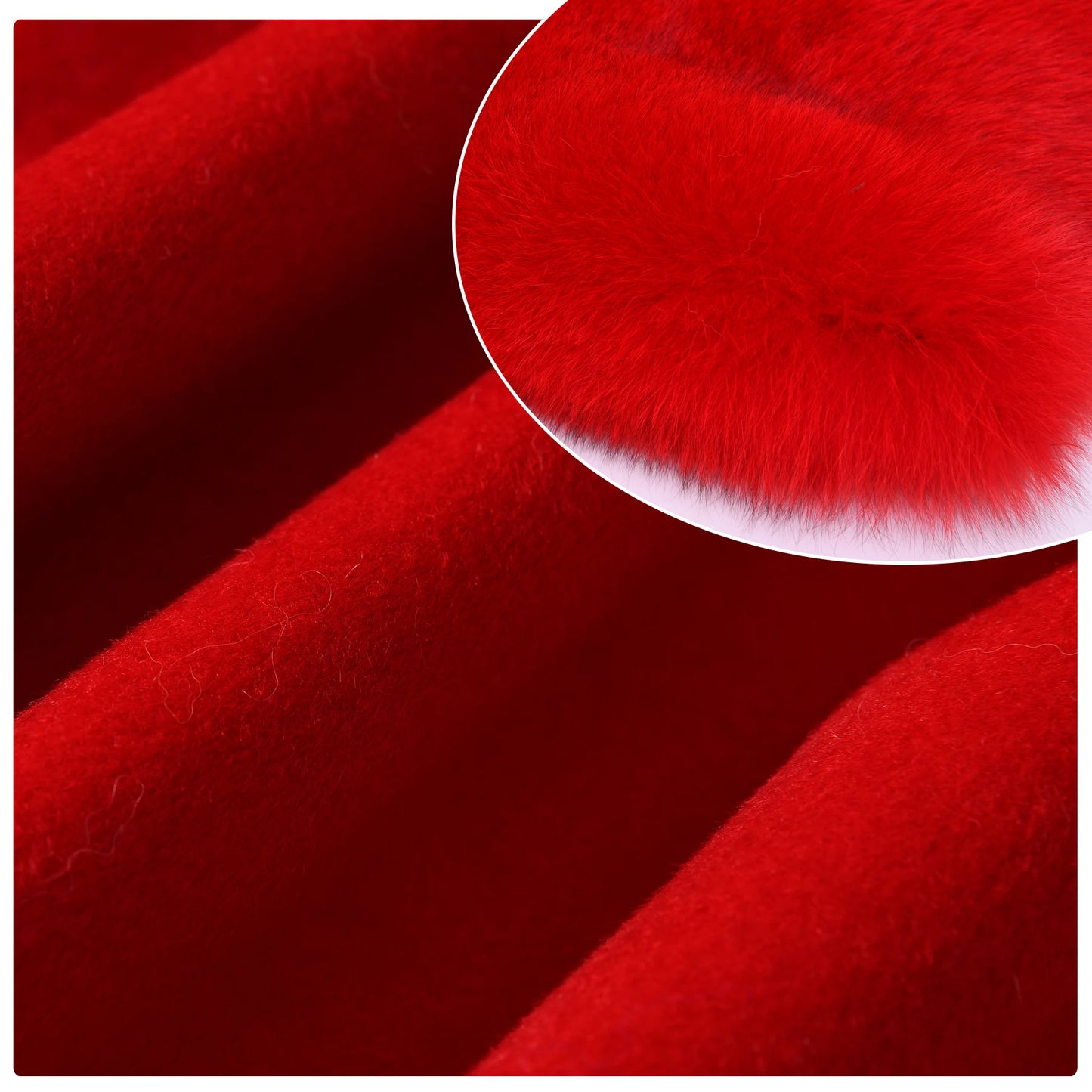 Jaxmonoy Damen-Wollmantel mit echtem Fell