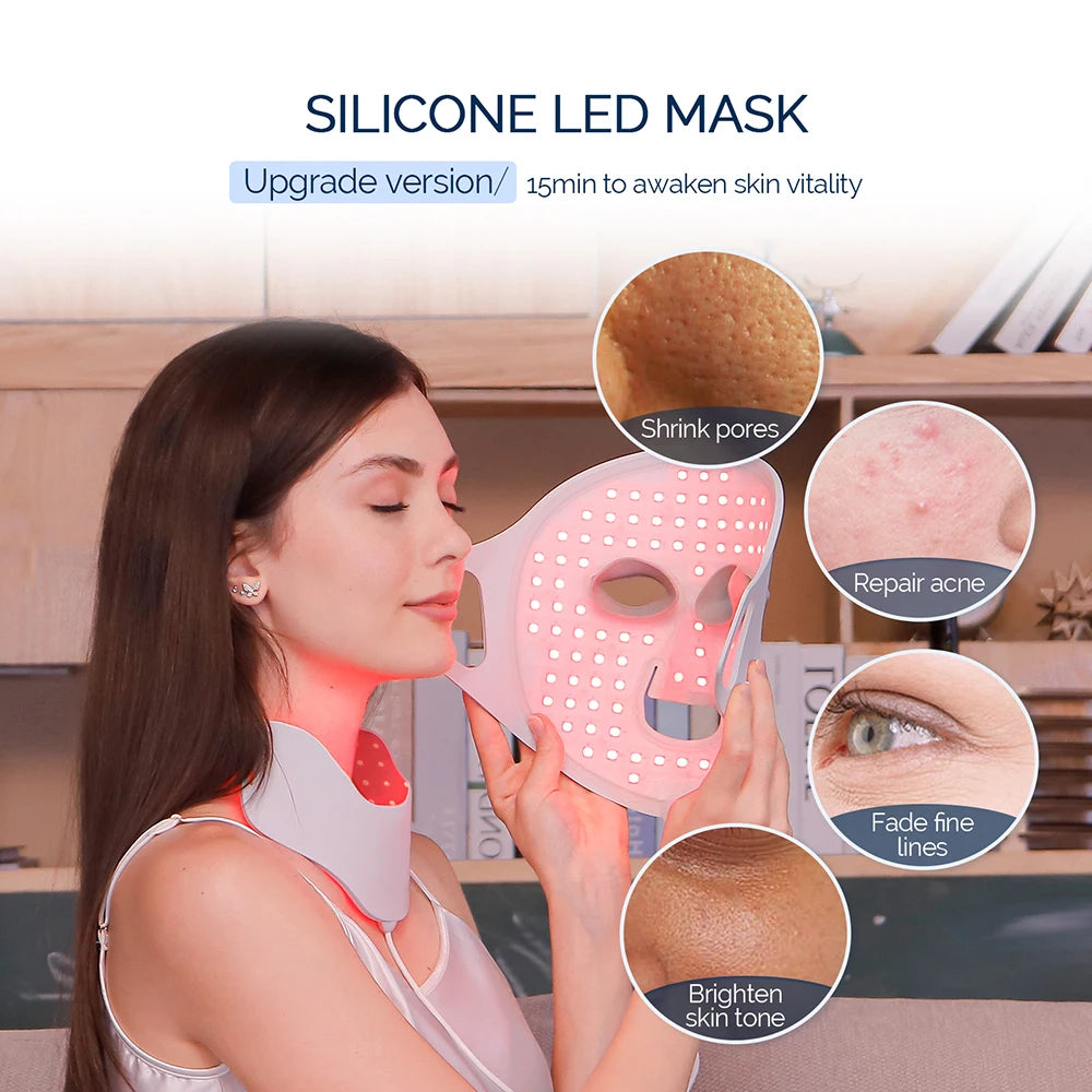 Silikon-LED-Maske für Gesicht und Hals,