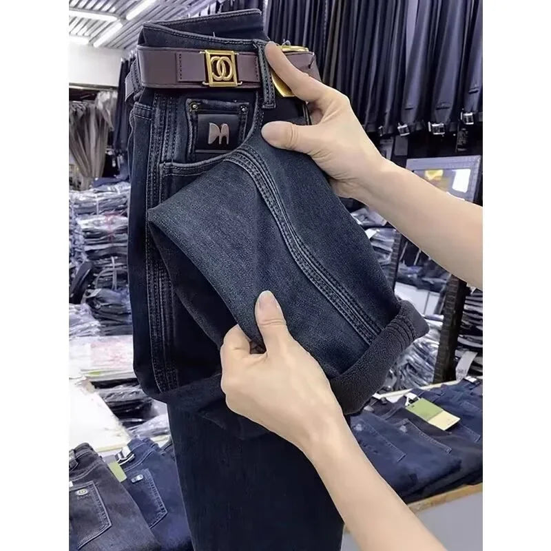 Damen Fleece-Jeans mit Geradem Bein – Warm & Bequem