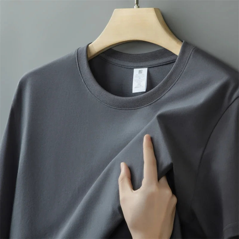 Herren Übergroßes dickes Rundhals-T-Baumwolle Shirt