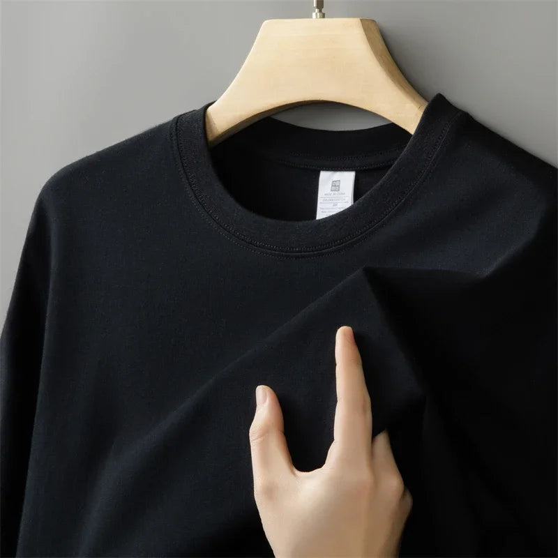 Herren Übergroßes dickes Rundhals-T-Baumwolle Shirt